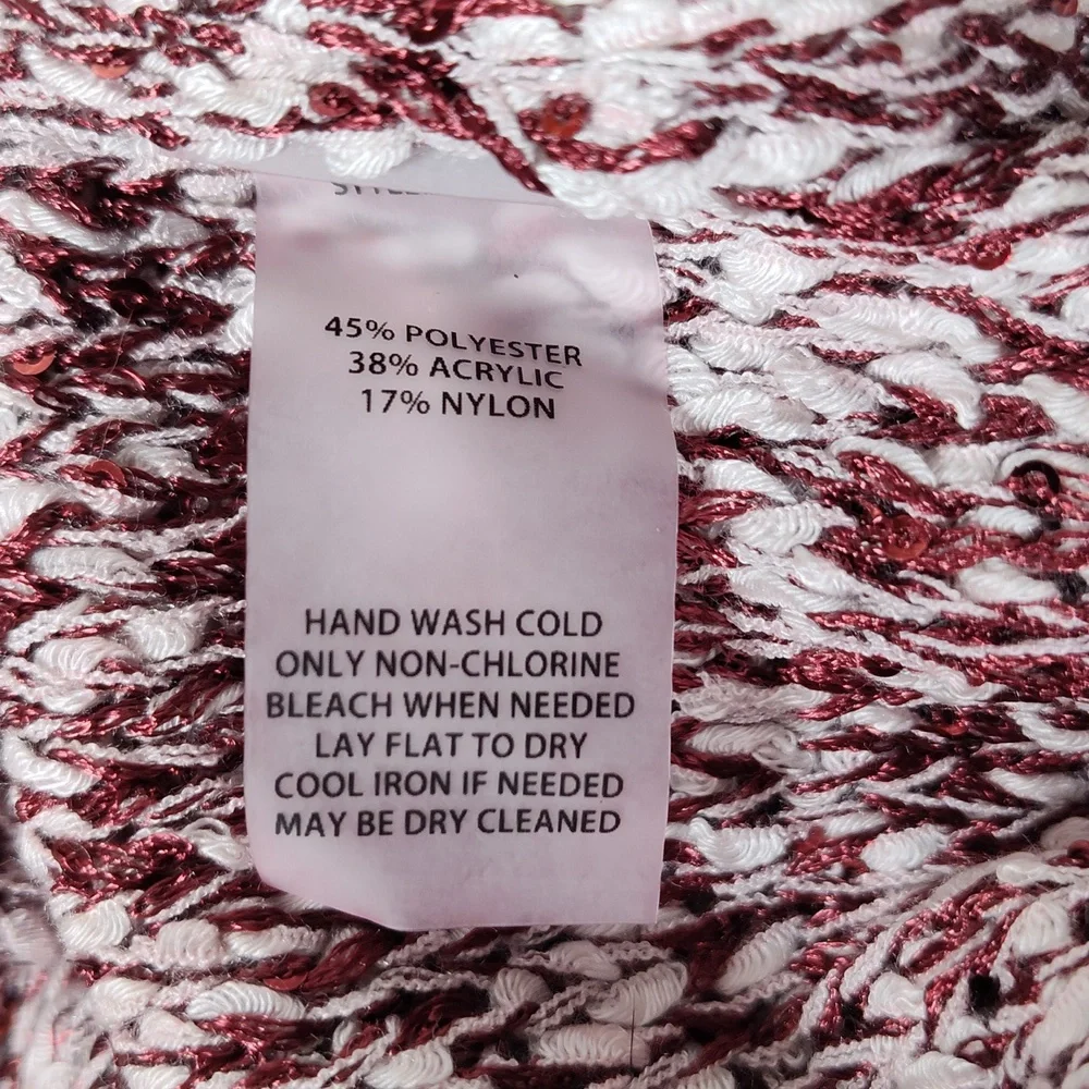 Soft Surroundings red white marled‎ sequin tunic sweater L